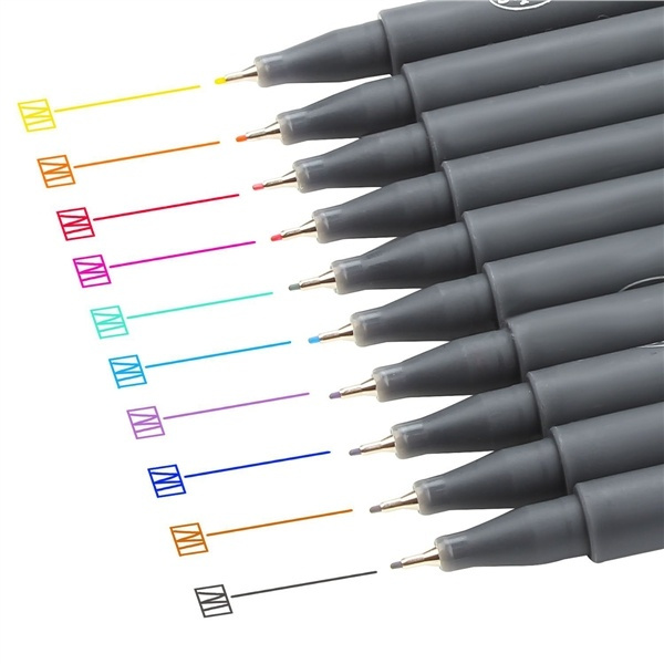 10pcs Fineliner Color Pen Set 0.38mm Fine Line Drawing Porous Fine Point Markers