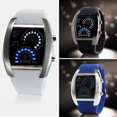New Style Mens Unique RPM Turbo Blue Flash LED Wrist Watch Sports Meter Dial Watch