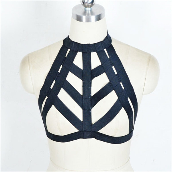 Body Harness Fashion for Women Elastic Cage Bra Lingerie Harness With  Choker 