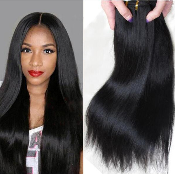 Brazilian Straight Human Hair Weave Remy Hair Extensions Double