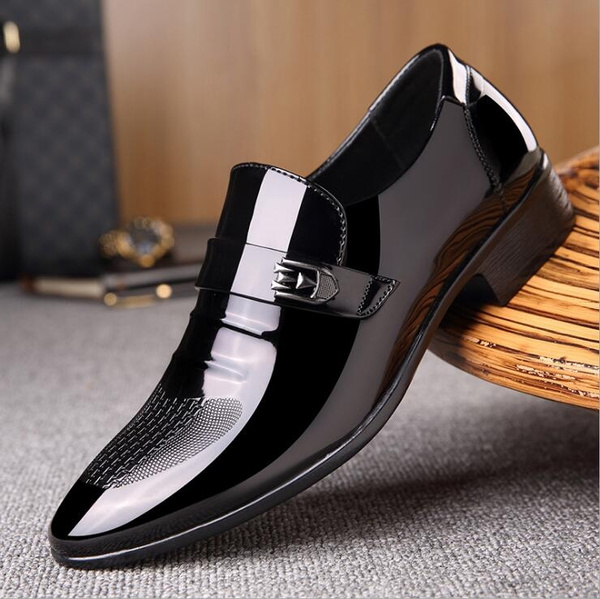 Italian Luxury Style Men's Bussines Dress Wedding Shoes Patent Leather ...