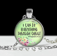 I Can Do Anything Through Christ Necklace Religious Jewelry Pendant Wearable Art Religious Necklace Grace Keychain Religious Keychain