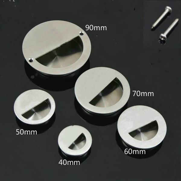 Stainless Steel Sliding Door Pull Handle Flush Recessed Cabinet Tatami Round Wish Stainless Steel Sliding Door Pull, Round Recessed Door Pulls