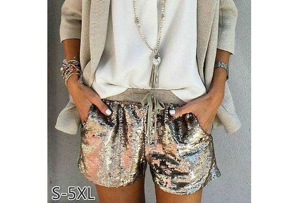 sequin silver shorts