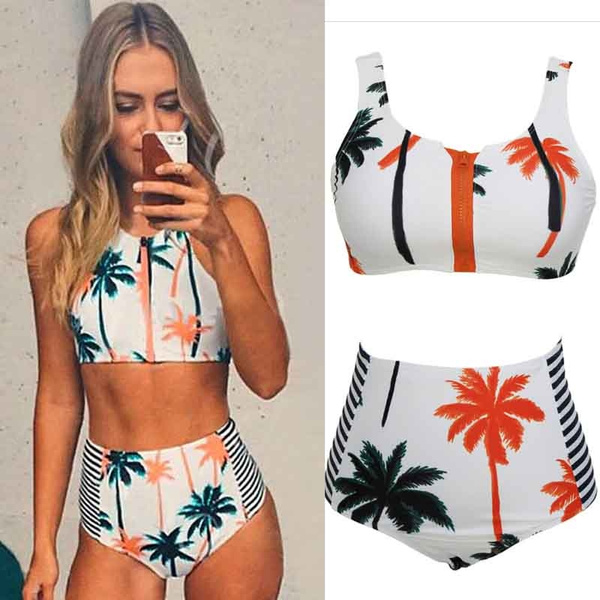 high neck crop top swimsuit