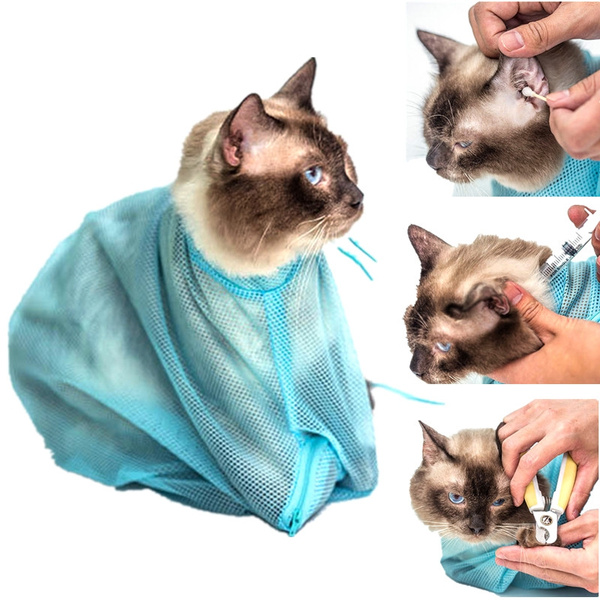 Multifunctional Anti Scratch Cat Wash Bag Adjustable Polyester Cat Grooming Bag