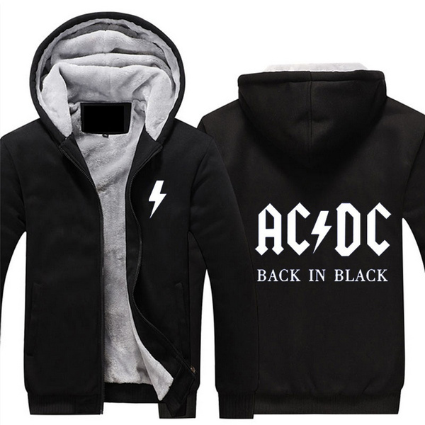 High Quality Men Thicken Hoodie Acdc Graphic Printed Zipper Coat