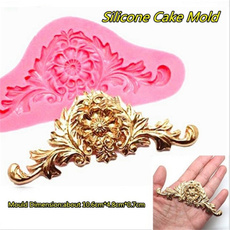3D Baroque Damask Scroll Crown Sugar Fondant Cake Tools Silicone Cake Mold Wedding Decorating Cupcake Mould /lyxn-LB
