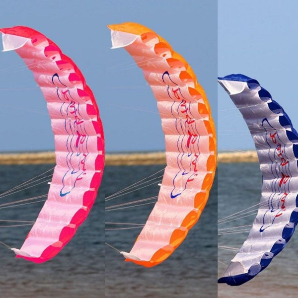 Dual Line Stunt Parafoil Parachute Rainbow Sports Beach Kite Red 