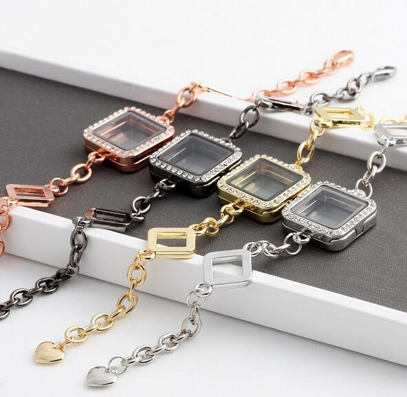 Floating Locket Charms Bracelet Bangles For Women Men Magnetic Glass Living  Memory Locket Bracelet Jewelry