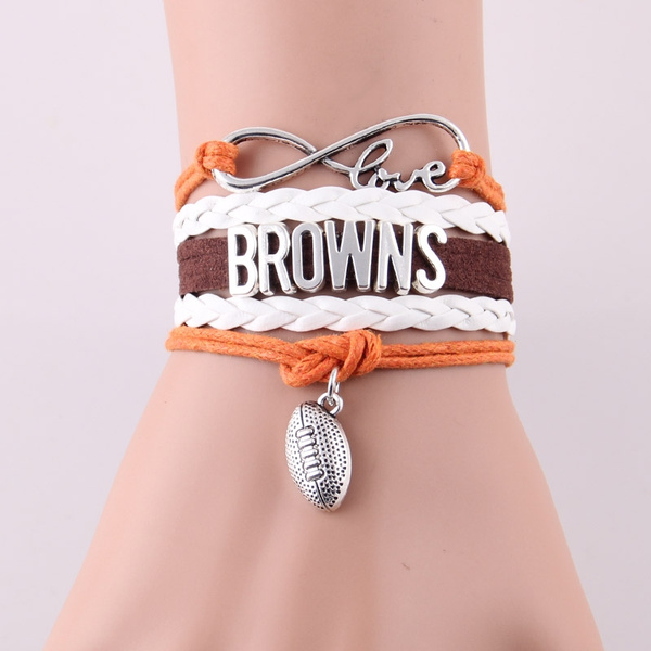 Infinity Love Cleveland Browns bracelet NFL sport football team bow Charm  bracelet & bangles for women men jewelry drop shipping