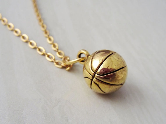Gold Basketball Necklace - 3D 