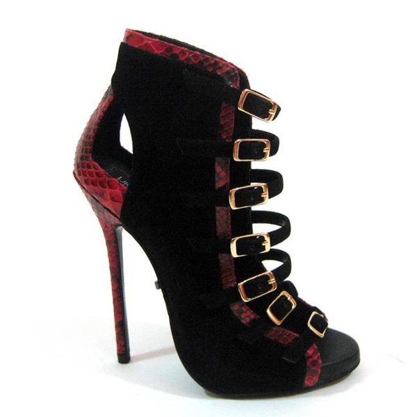 Tacón más alto SULTRY-31-SM-RDNK-7 Micro talón de 5 pulg. Con viaje Sanke y  empeine abrochado \u0026 # 44; Serpiente Roja - Talla 7 | Wish