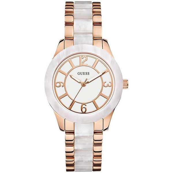 guess white and gold watch