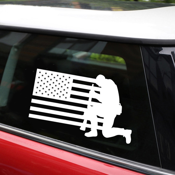1pcs Car Stickers And Decals American Soldier American Flag Car Sticker 15 9cm Window Bumper Motorcycles Car Styling Waterproof Vinyl Decal Wish