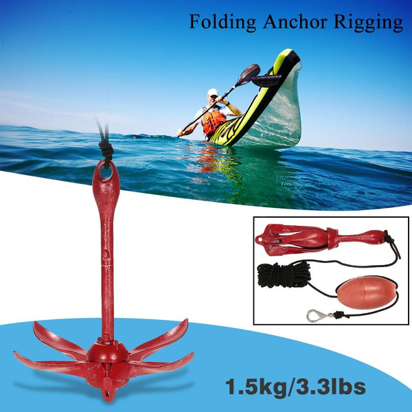 Kayak Accessories Boating Tools Folding Anchor Rigging System Kit Set with  Float Carrying Bag Rope Fishing Buoy Kit Portable for Kayak Raft  Inflatables Boat Canoe Jet Ski