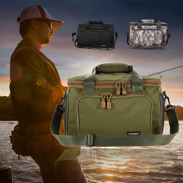 Bait Casting Reel Bag Portable Multifunctional Canvas Fishing Shoulder Bag  Pack Fishing Tackle Bag Fishing Lure Reel Bag Pouch Case Fishing Tools  O8I9N3Q3