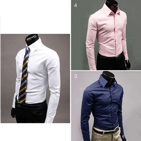 Popular Men's Stylish Luxury Casual Formal Shirt Long Sleeve Slim Fit  Business Dress Shirts