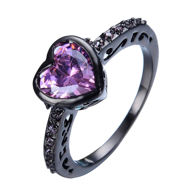 Amethyst heart sales engagement ring