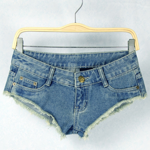Cresay Women's Sexy Cut Off Denim Jeans Shorts Mini Hot Pants Clubwear (US  2, Style 6 redblue) at Amazon Women's Clothing store