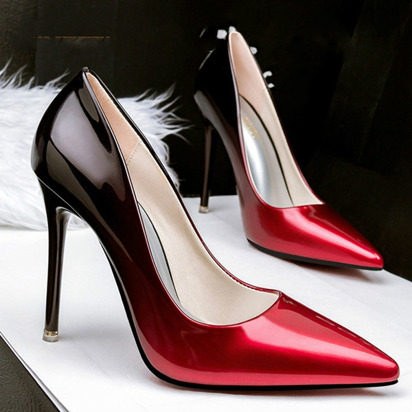 2017 Women Pumps Fashion Pointed Toe Patent Leather Stiletto High Heels ...