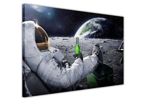 1 Piece Astronaut With Beer on The Moon Large Size Beautiful HD Modern ...