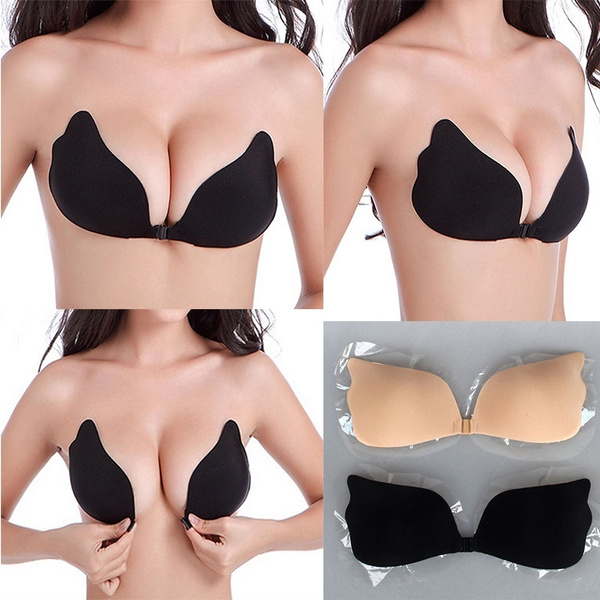 Invisible Bra Stick On Backless Freedom strapless Bra Gel Push Up Breast Immediately Black Beige