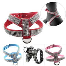 Dog Collar Harness Fashion Pet PU Leather For Pet Adjustable Bling Rhinestone Collar