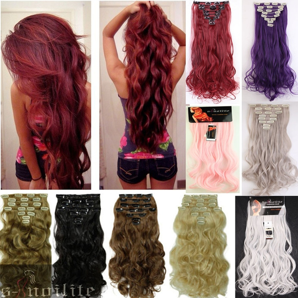 9Colors Long 24 INCHES Curly/Wavy 8PIECE/SET Real Thick 170g Clip in