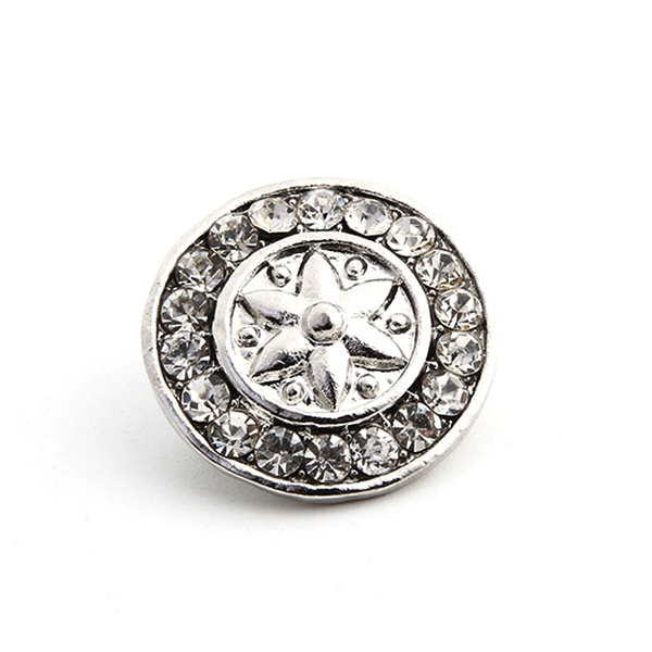 3D 18mm Rhinestone Drill Snaps Chunk Charm Button  For Noosa Leather Bracelets17 