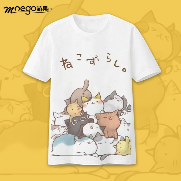 Cute Neko Atsume Cosplay T-shirt Cosplay Anime The Cat yard T Shirt Men ...
