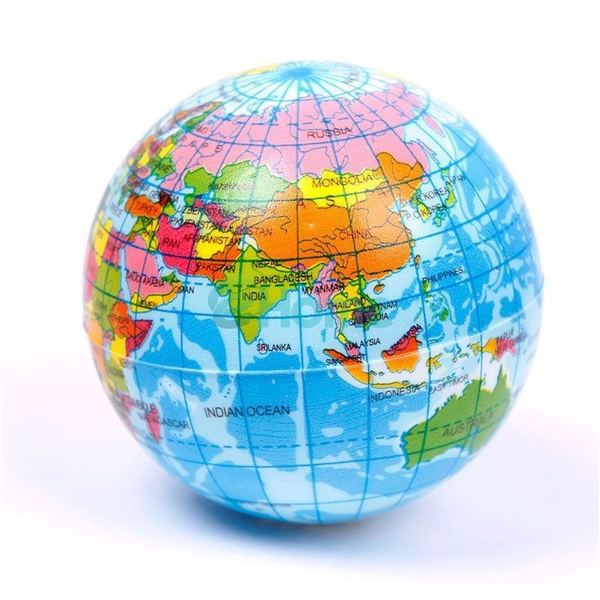 World Map Earth Globe Bouncy Ball Foam Ball Stress Relief Kids Atlas Geograph BB 