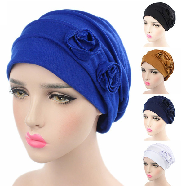 Muslim Women Cotton Flower Hat Cancer Chemo Beanie Baggy Cap Turban Hijab Hijab 