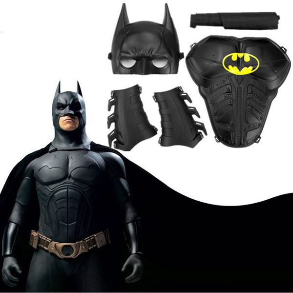 Batman Mask Cloak Wrist Breastplate Set Child Birthday Gift Cosplay Halloween Make Up Toy