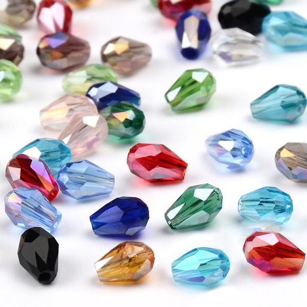 10x15mm Charms  Glass Crystal Faceted Teardrop Spacer Loose Beads Findings 