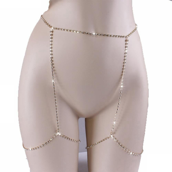 Fashion Shiny Sexy Body Jewelry Crystal Leg Thigh Chain Rhinestone