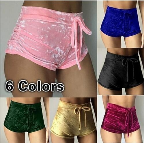 Velvet drawstring shorts sale