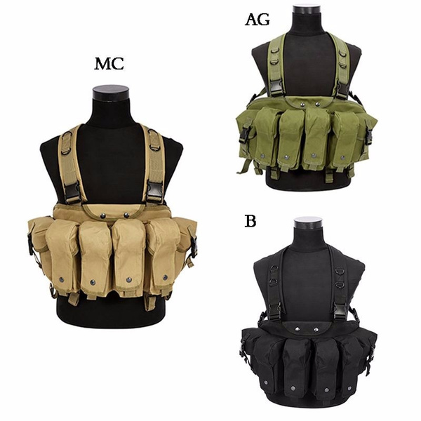 Tactical Military Camouflage Tactical Vest Airsoft Ammo Chest Rig AK 47  Magazine Carrier Combat