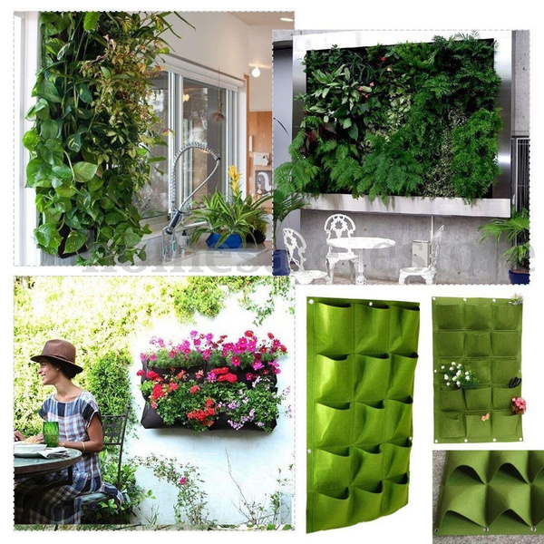 64pocket Wall Hanging Garden Planter Box Indoor Outdoor Vertical Herb Pot Decor Wish 64pocket Wall Hanging Garden Planter, Outdoor Hanging Herb Garden