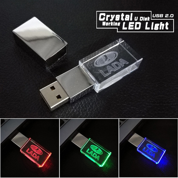 Crystal USB Flash Drives 64GB 32 16 8GB for LADA Car Logo Pen