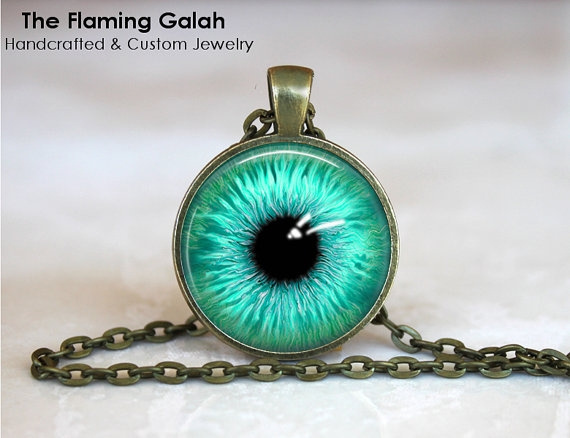 Cat Eye Blue Cabochon Tibetan Silver Glass Pendant Necklace - Greg Short  Music