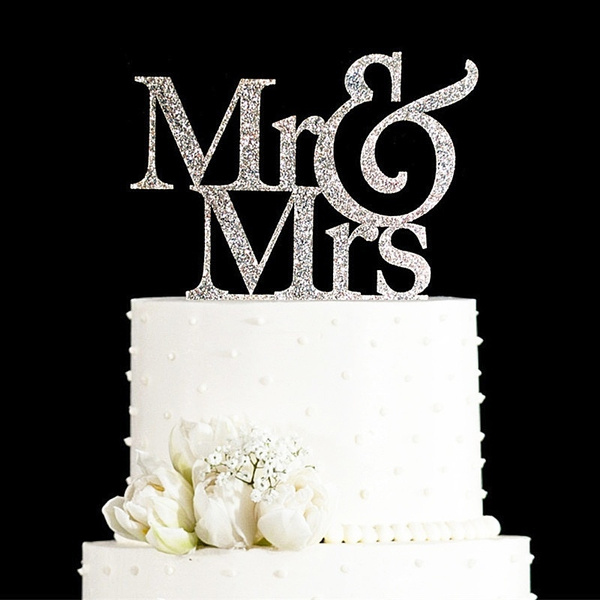 Wedding cake topper mr and mrs cake topper glitter cake topper wedding cake 