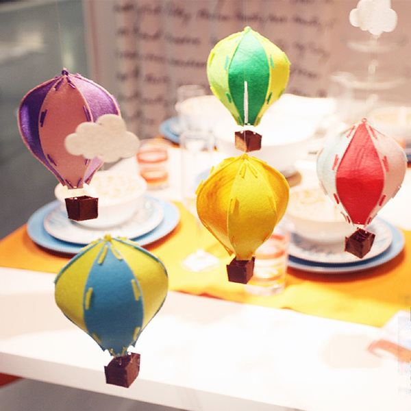 Hot Air Balloon Felt Cloth Fire Diy Ornaments For Wedding Birthday Party Christmas Decoration Mixed Color Wish Hot Air Balloon Felt Cloth Fire