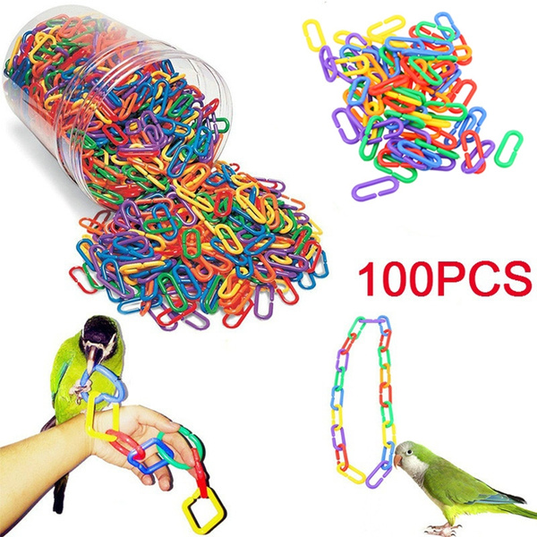 100pc Plastic C Clips Hooks Chain Links for Sugar Glider Rat Parrot Pet Bird Toy 
