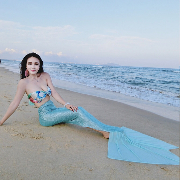 New Super Sexy Hot Beach Mermaid Tail Skirt Adult Women Halloween Costume Cosplay Long Skirt