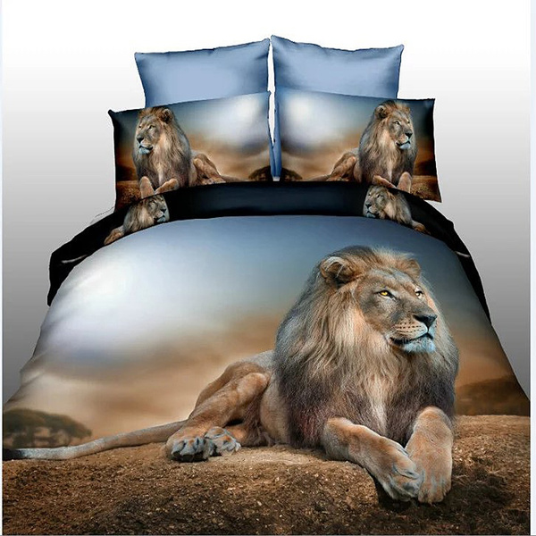 4Pcs Desert Lion Bedding Set Comforter Sets 3D Animal Oil Printed