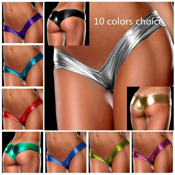 Classic Women Sexy Patent Faux Leather Thong Briefs Knickers Underwear  Shorts Hot Mini Micro Clubwear