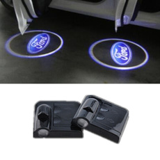 1pc Car Logo Ghost Shadow Light Laser Projector Lights For Ford emblem focus 1 2 3 kuga fusion mondeo fiesta transit mustang ranger (Color: Black)