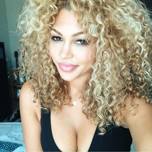 blonde afro curls