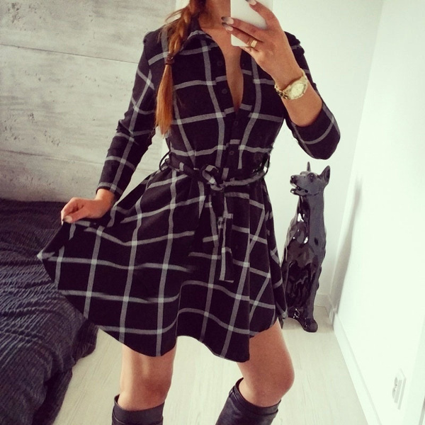 Spring Lattice Print Grid Dress Sexy Long Sleeve Office Dresses Bodycon Bandage Street Dress Fall Robe Pull Femme Hiver Vestidos